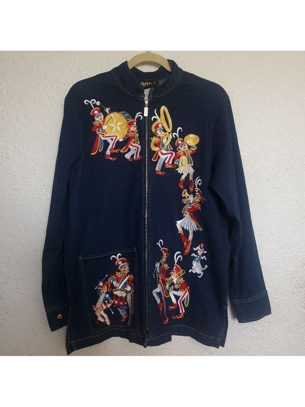 Bob Mackie Jacket Women (M) Marching Band Blue Denim Whimsical Patriotic July 4